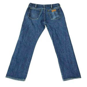 WRANGLER BOOTCUT JEANS SZ 38 x 30 BLUE USA MADE COWBOY CUT HIGH RISE 13MWZ MENS